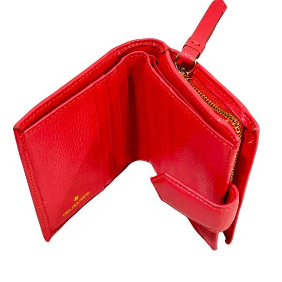Ora Delphine Coral Pink leather wallet bifold zipper coin pocket preppy fashion - Picture 6 of 9